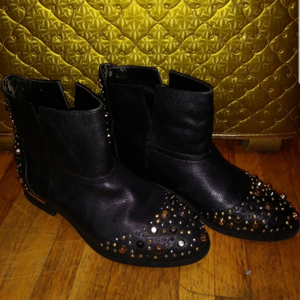 Modern Vice Studded Black Moto Boot 8.5